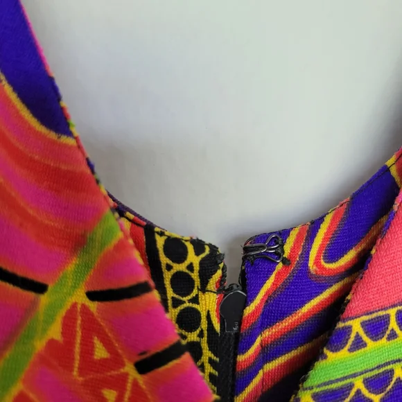 Vintage 70s 80s Vibrant Print Genie Artsy Multicolor Wide Leg Jumpsuit Sz Small - Picture 8 of 16